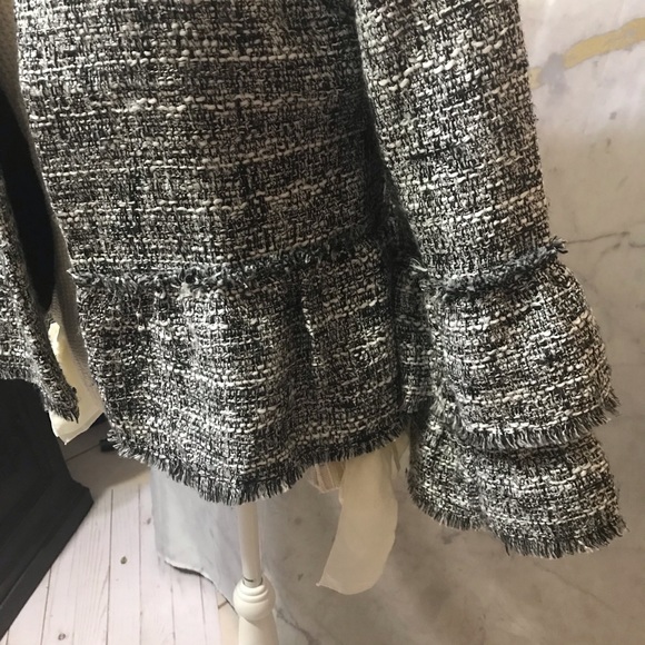 Chico’s bell sleeve gray tweed peplum blazer, M - Picture 3 of 8